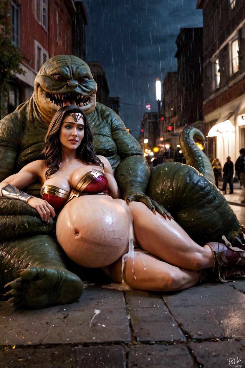 Milf, Laying In Massive Cum, Pussy Gape Penetration By Monster Old Ugly Wet Jabba The Hutt With Massive Barbed Cock AI Porn