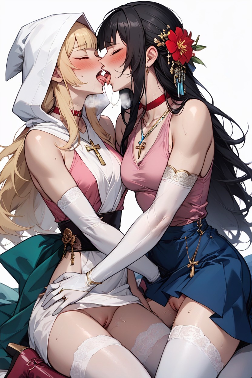 Happy, Steamy Breath, Medium Length Black Hair With Blunt Bangs Hentai AI Porn