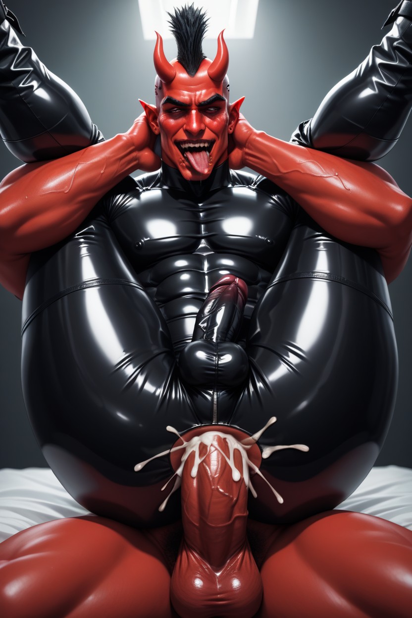 Legs Spread, Erection, Gigantic Cock AI Gay Porn