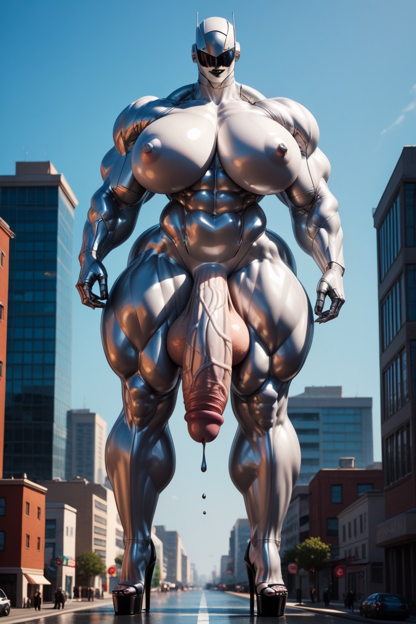 Spherical Breasts, Slight Smile, Full Body Image Shemale AI Porn