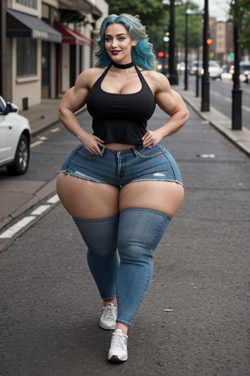 Steroid Hourglass Figure, Steroid Muscles, Steroid Freakish Muscular AI Porn