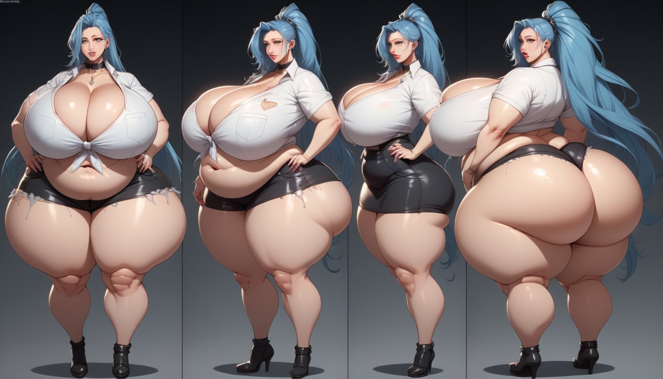 Multiple Views, Perfect Face, Gothic BBW AI Porn