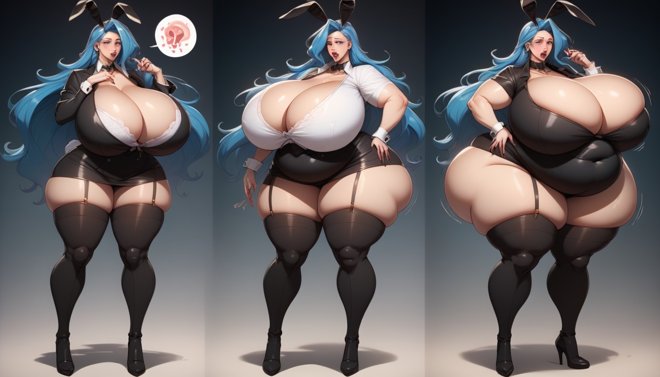 Her Hyper Weight Gain Is Accelerating Her Hyper Breasts Expansion And Hyper Ass Expansion, Breast Expansion, Gothic BBW AI Porn