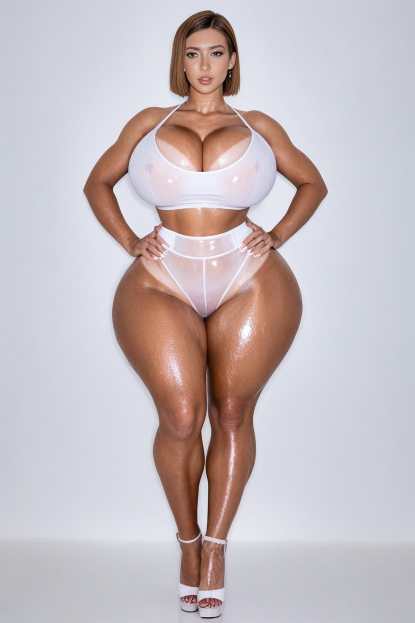 Perfect Body, Hands On Hips, Huge Oiled Skin AI Porn
