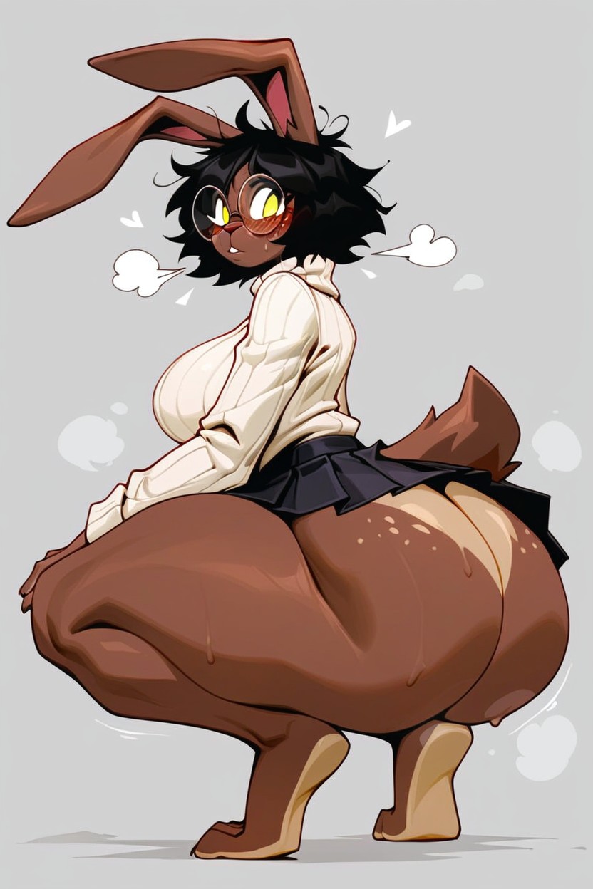 Black Hair, Bunny, Fat Ass Furry AI Porn