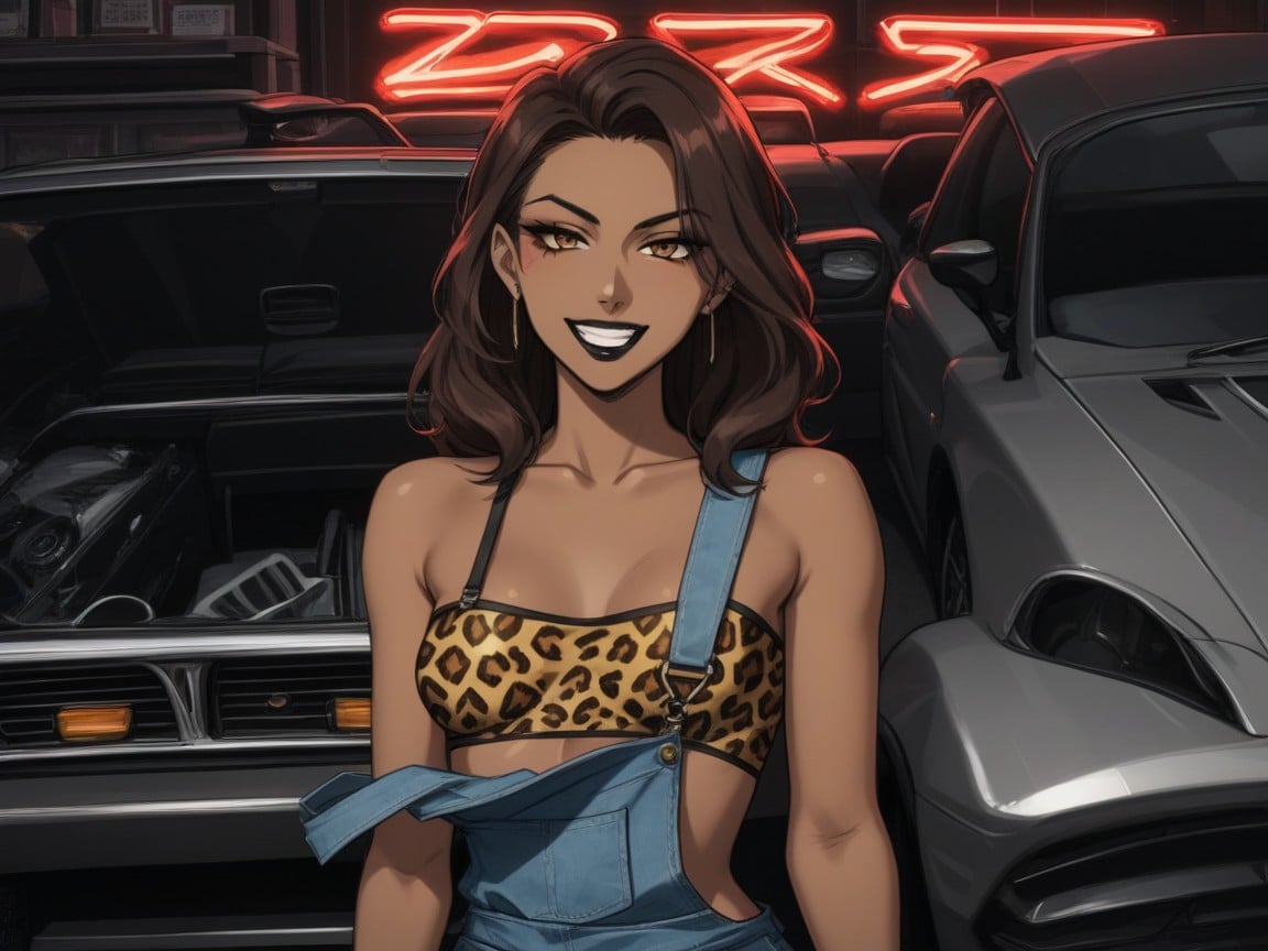 Wide Round Hips, Sharp Wing Tip Eyeliner, Neon Lit Workshop AI Porn