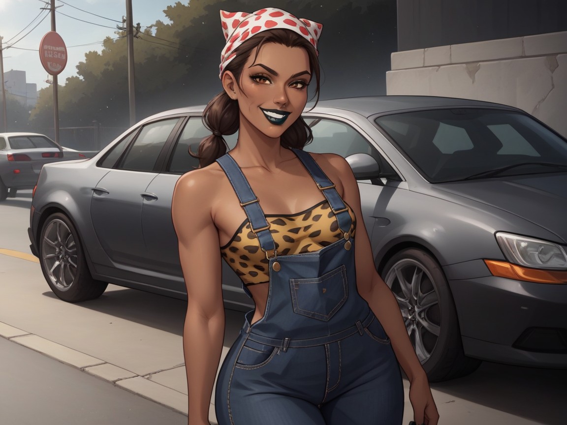 Sloped Shoulders, Brunette Slicked Twin Tails, Black Boots Hentai AI Porn