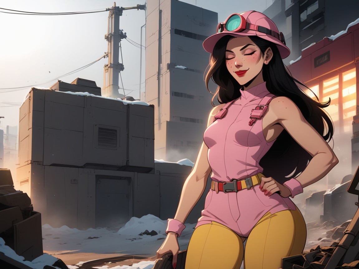 Large Ass, Wearing Pink Construction Clothes, 1 Person Latina AI Porn