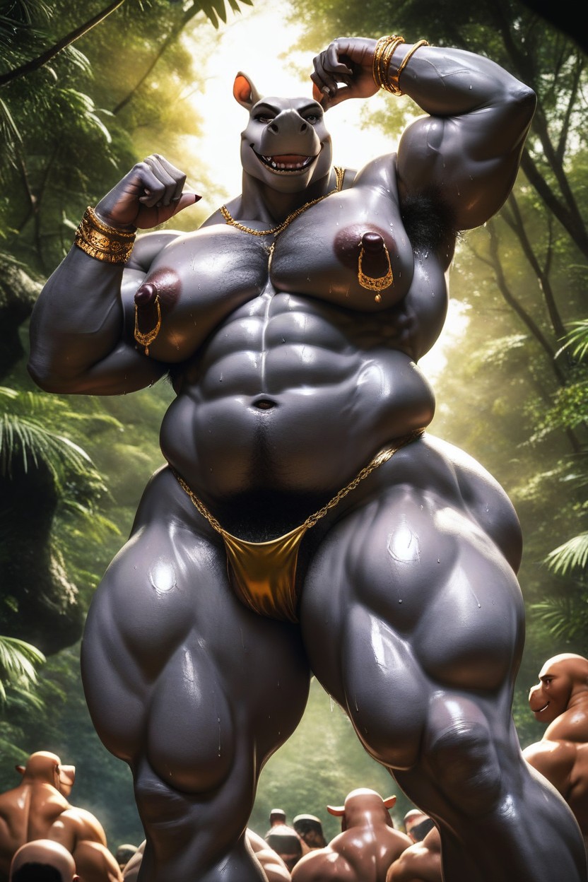 Huge Hyper Balls, Sweaty, Thick Thighs Furry AI Porn