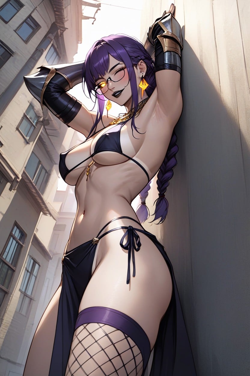 Sunny, Balcony, Purple Hair Hentai AI Porn
