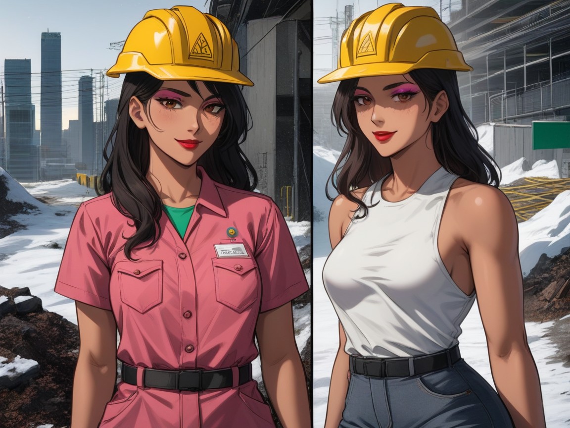 One Woman, Scaffolding In Background, Straight AI Porn
