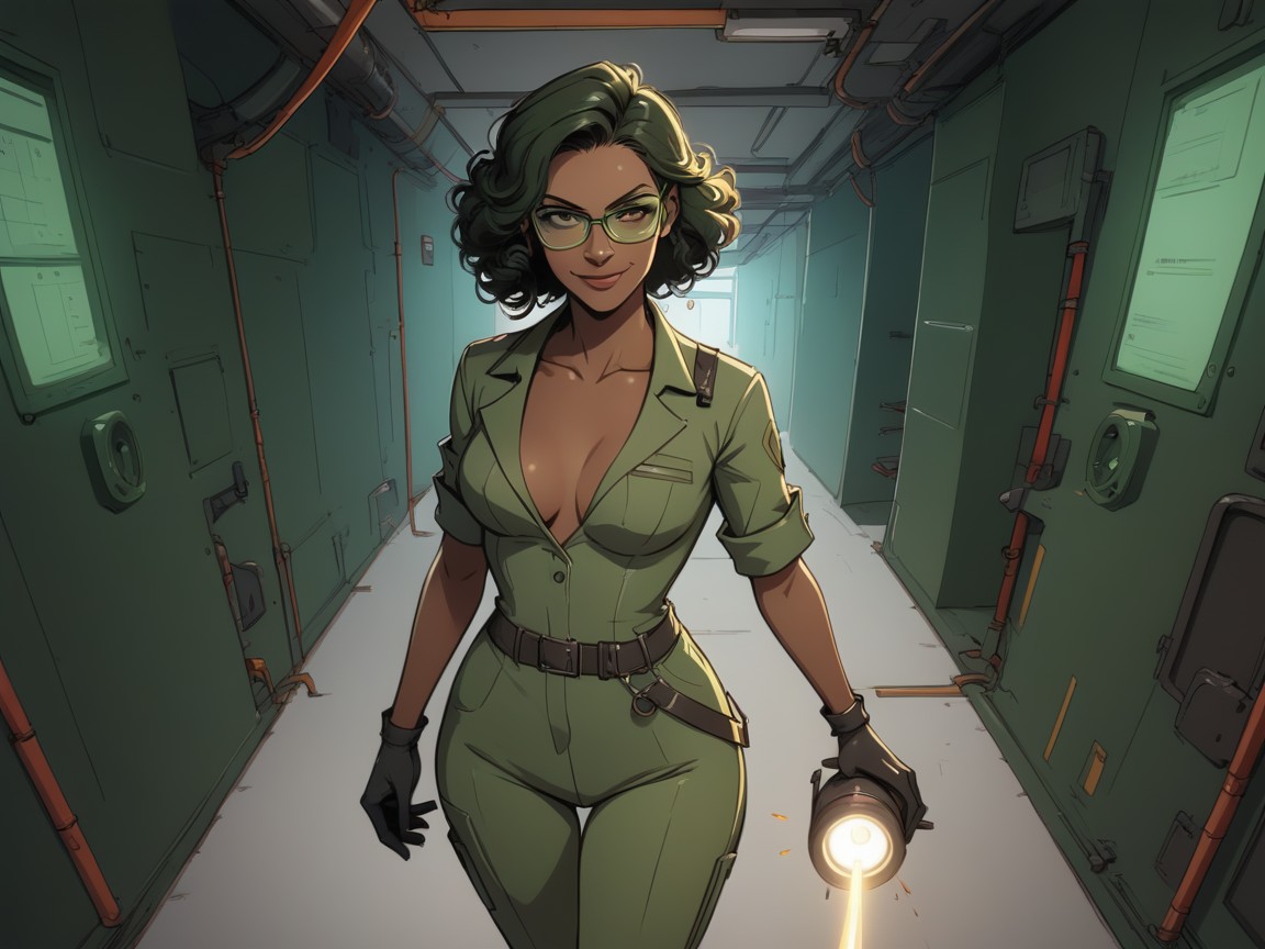 Saturated Colors, Very Short Hair, Asymmetrical Breasts Latina AI Porn
