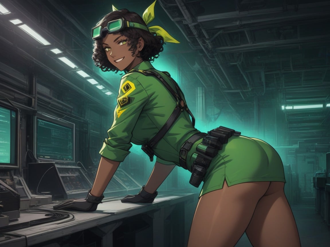 Green Glasses, Squared Breast Width, Rustic Afterimage AI Porn