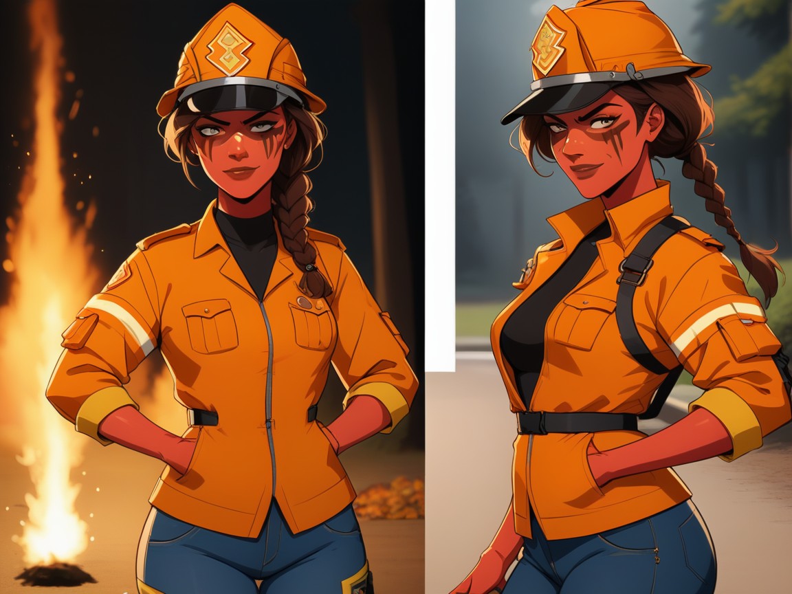Trenzado, Modern Setting, Fire Crew Shirt Porno latina IA