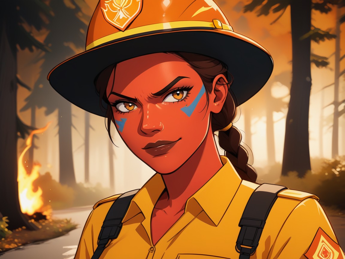 Tight Round Ass, Fire Crew Shirt, Flames Latina AI Porn