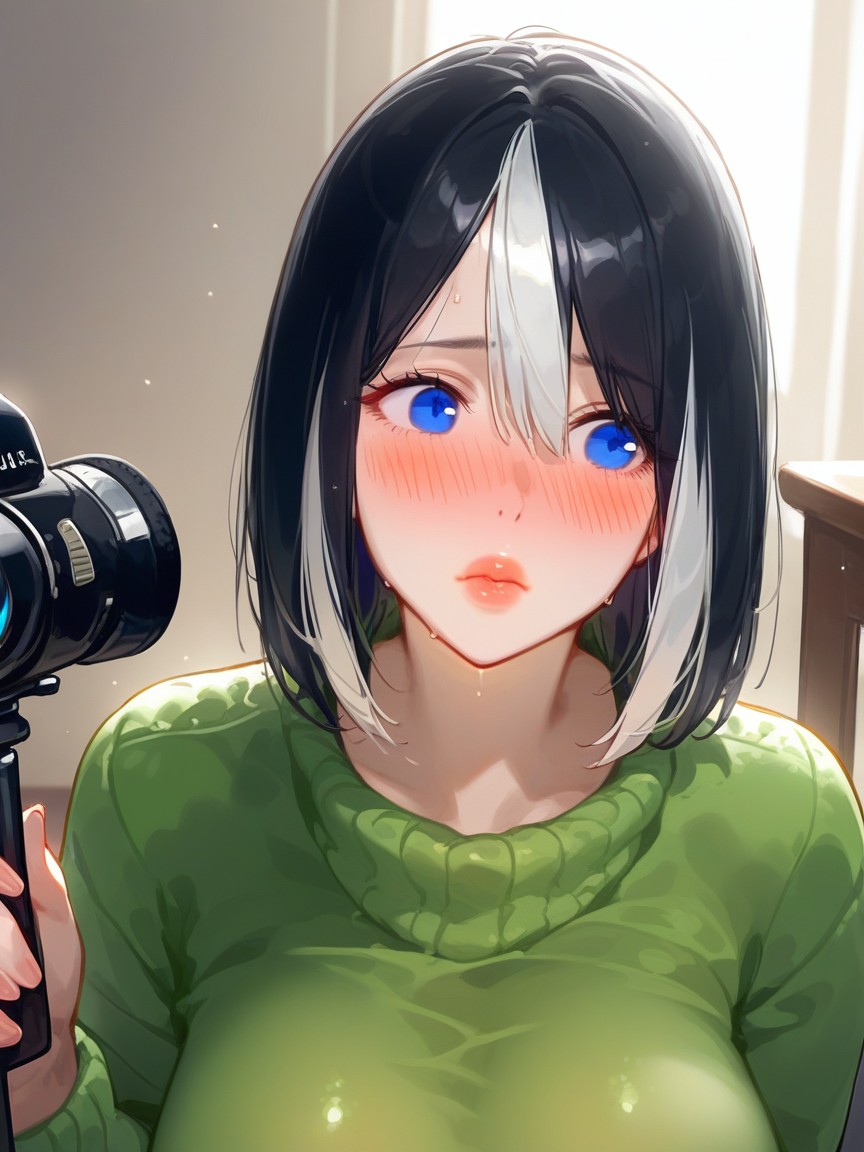 Thick Thighs, Beautiful Face, Breasts Stretching Top Hentai AI Porn
