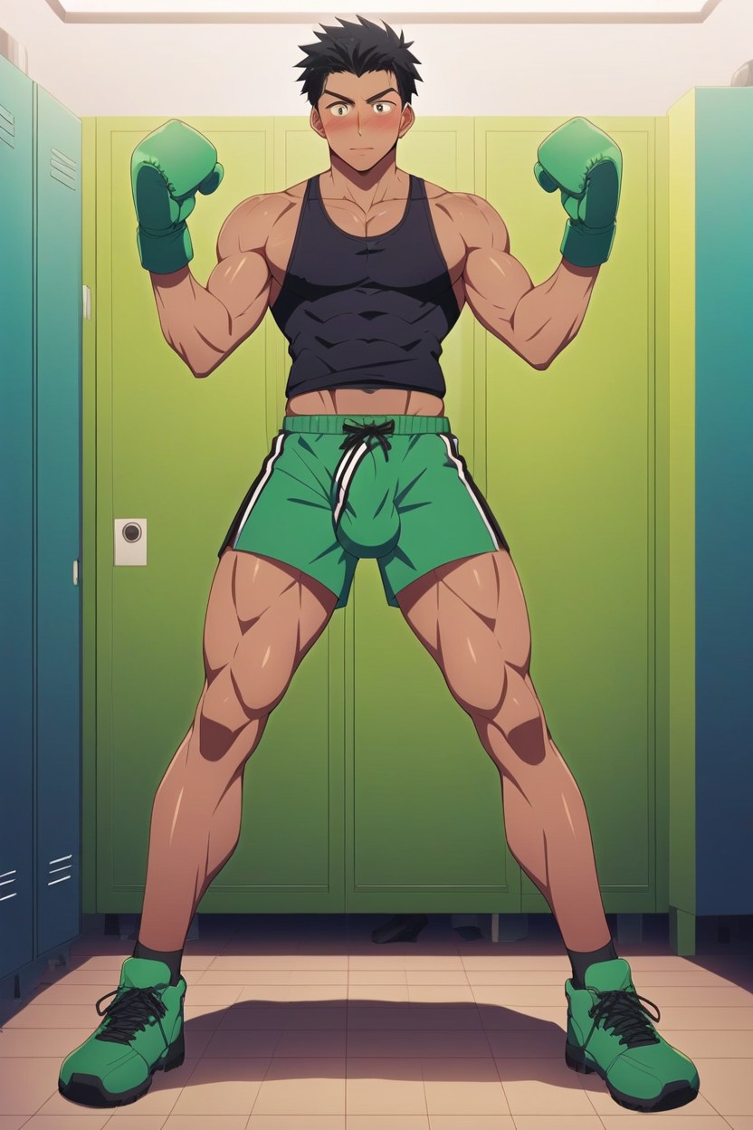 Locker Room, Boyish Charm, Black Tank Top AI Gay Porn