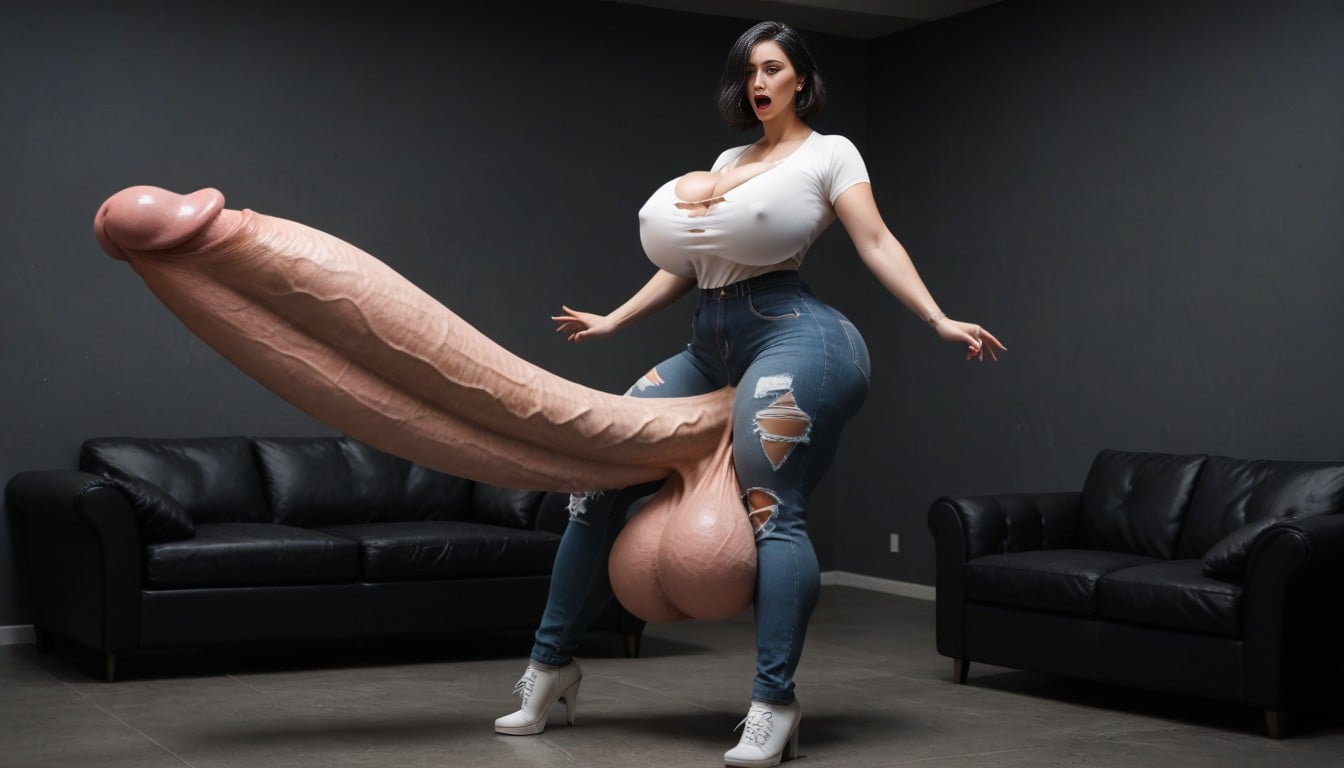 Hyper Penis Growth, Shocked, Highres Shemale AI Porn