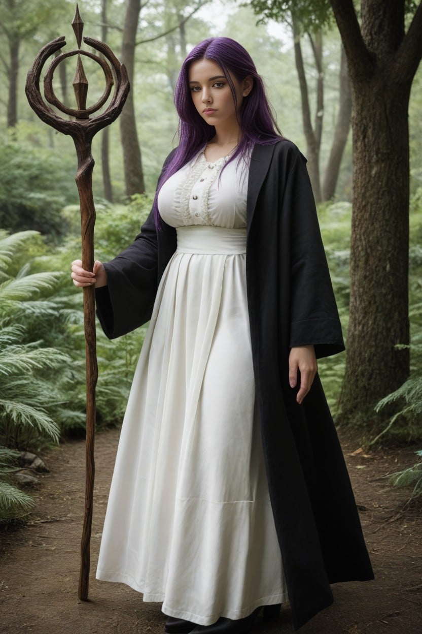 Fern From Sousou No Frieren, Purple Branch Staff, Purple Hair AI Porn