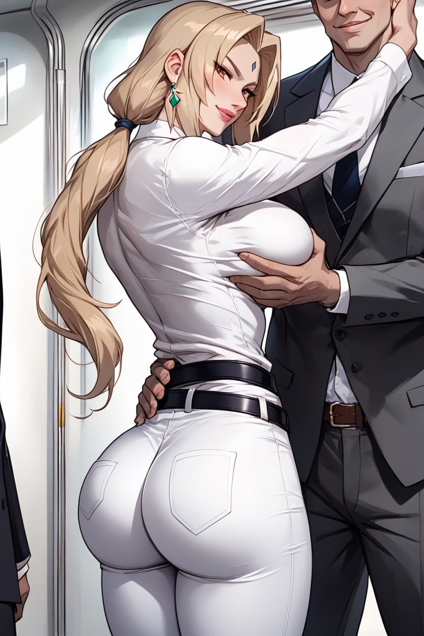Standing Straight, Groping, Big Extremely Round Buttocks Hentai AI Porn