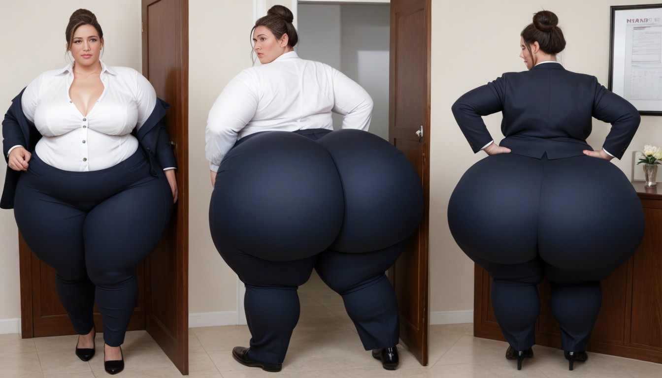 Blazer Jacket Struggle To Button, Huge Ssbbw Hips, Too Fat To Move AI Porn