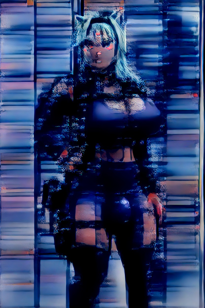 Tactical Gear, Posing, Cat Ears Shemale AI Porn