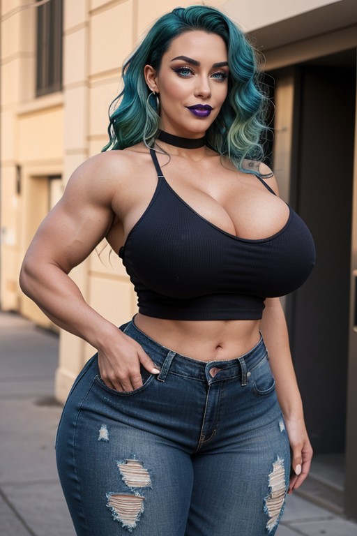 Massive Ghetto Booty, Extremely Veiny Arms, Extremely Wasp Waist AI 포르노