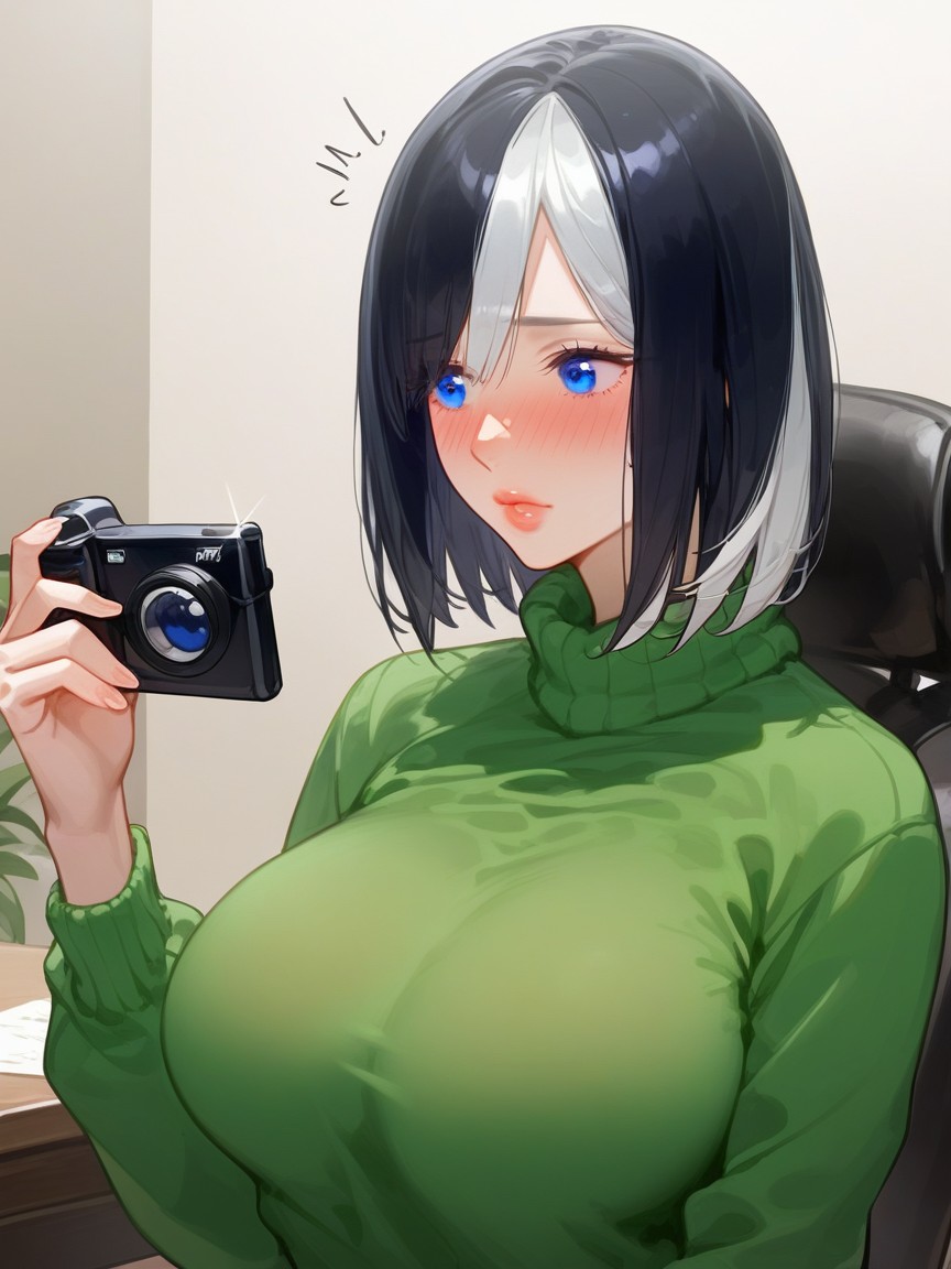 Sitting Down, Natural Breasts, Skin Detail Hentai AI Porn