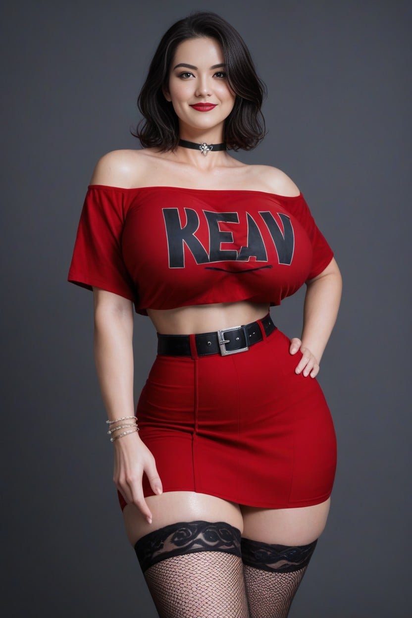 Oversized T Shirt, Super Waist, Curvy Figure AI Porn