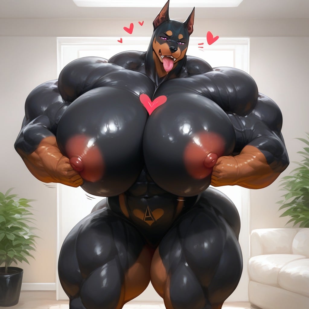 Bodybuilder, Gigantic Muscles, Waist Furry AI Porn