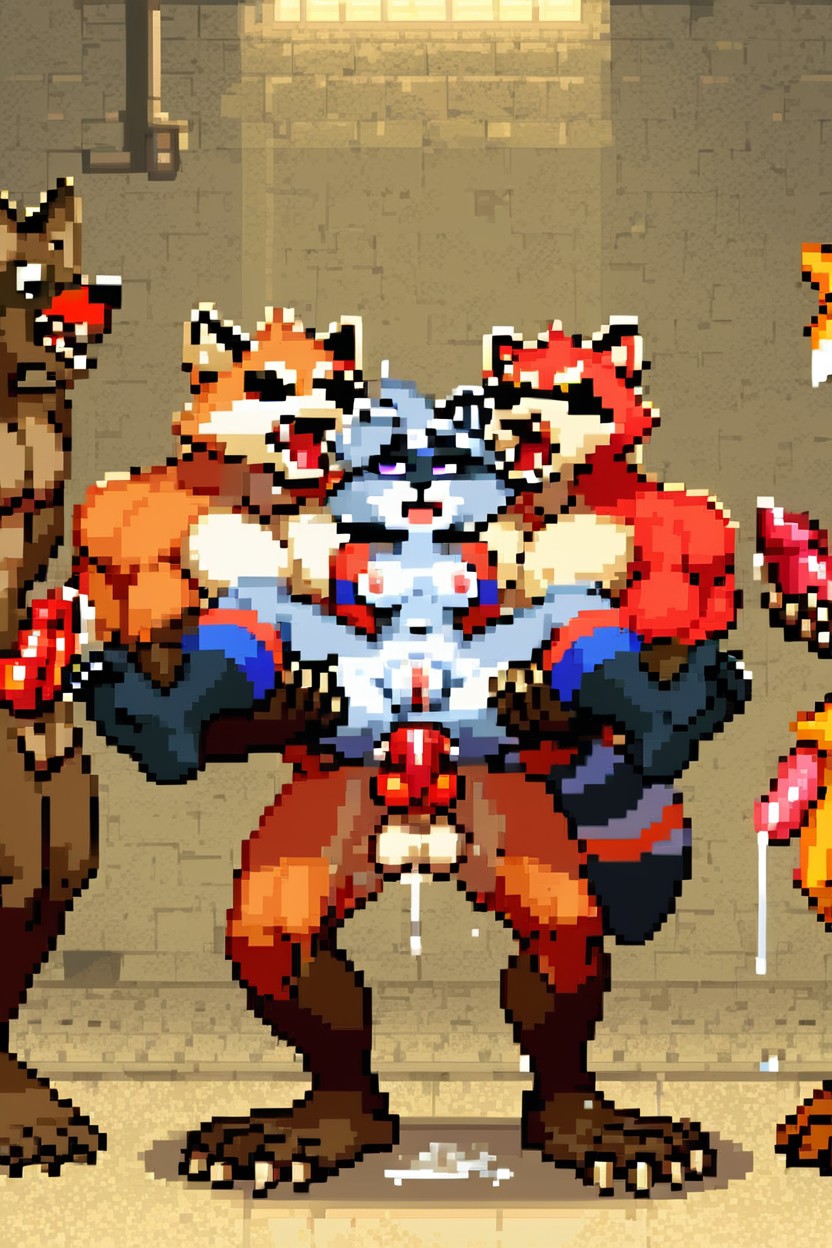 Orgasm, Female Raccoon, Eye Bags Furry AI Porn