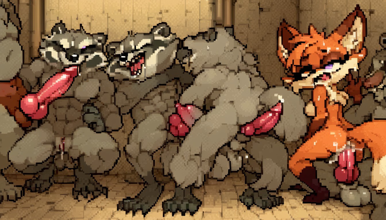 Pussy Juice, Grey Raccoon, Tired Face Furry AI Porn