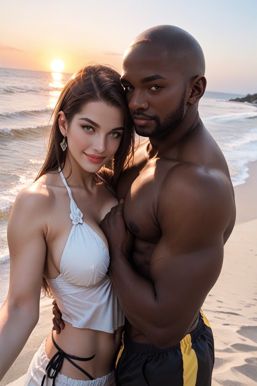 Touching Her Breasts And Pussy, Cinematic Lighting, Beach Hentai AI Porn
