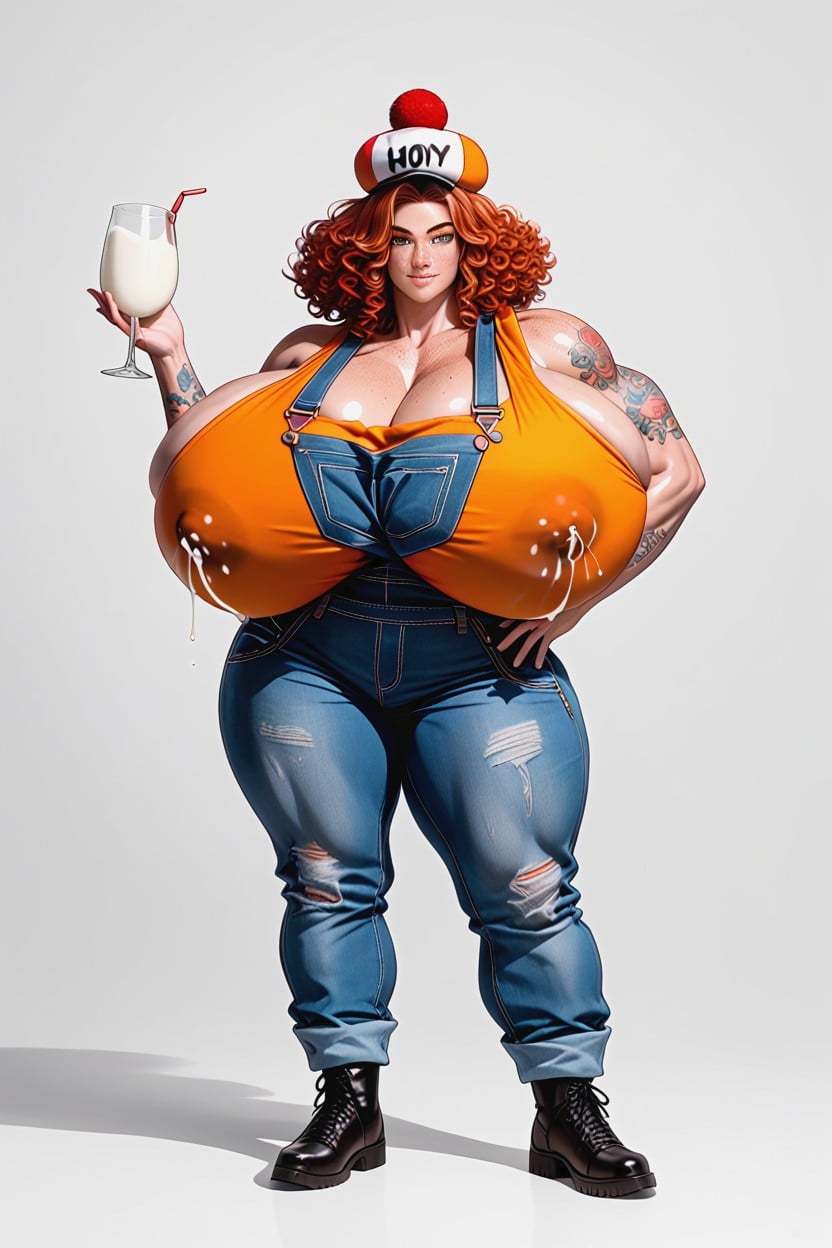 Thick, Ginger, Wearing Milkman Overalls AI Gay Porn