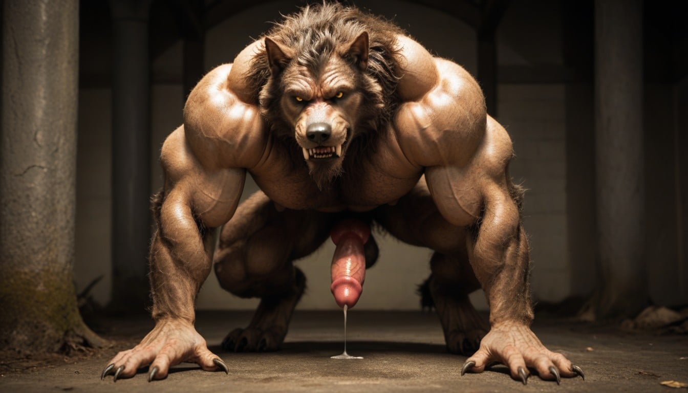 Moist, The Werewolfs Penis Is A Werewolf Knot, Muscular Midsection AI Gay Porn