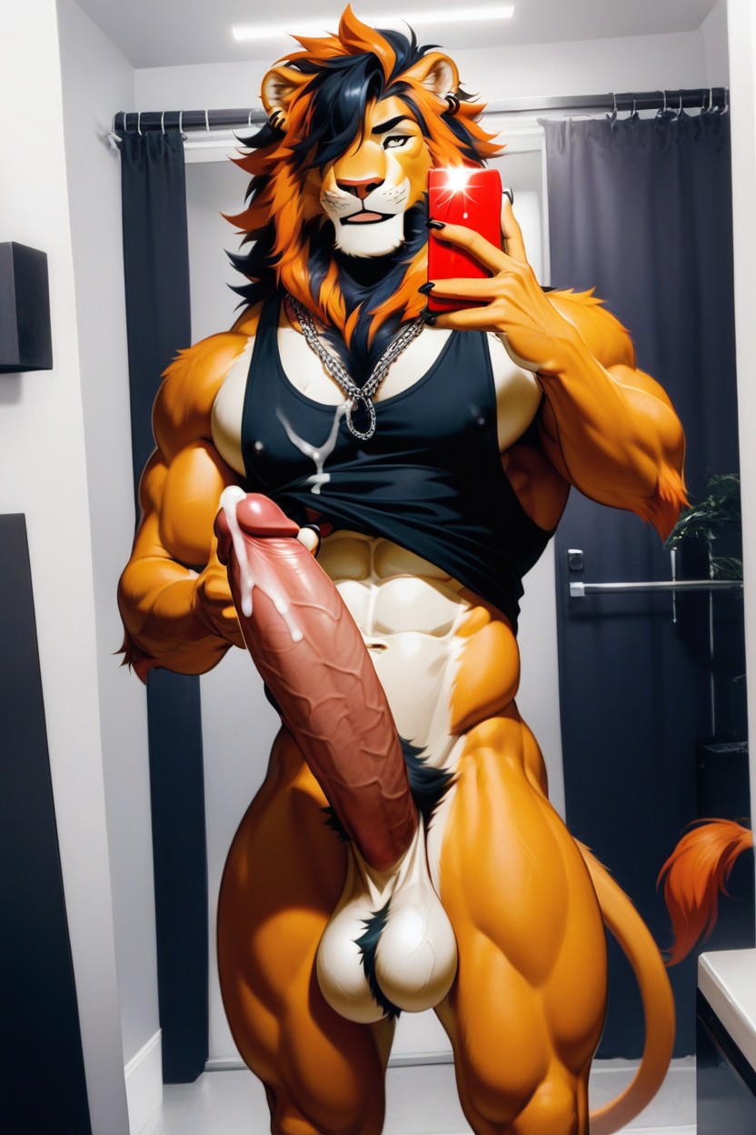 Showing Stomach, Lion, Cumshot Furry AI Porn