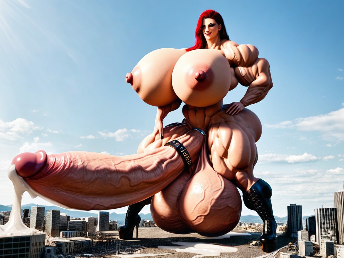Huge Muscular Arms, Big Boobs, Gigantic Shemale AI Porn