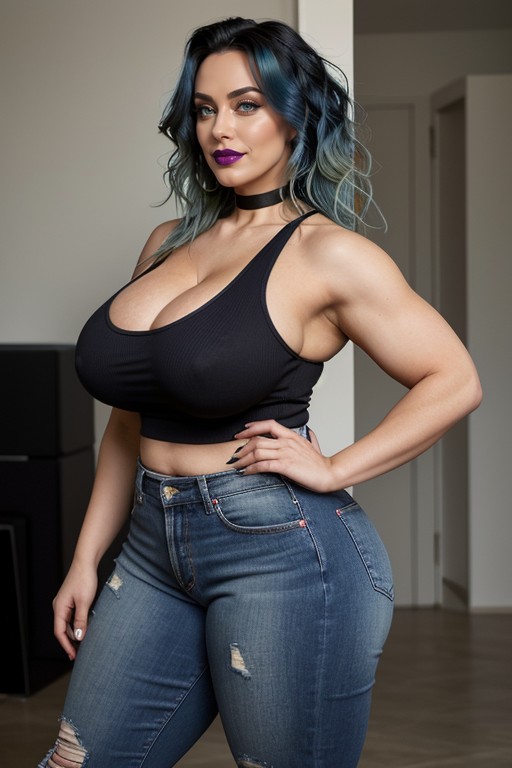 Eight Feet Tall, Ssbbw, Ripped Jeans Pants AI 포르노