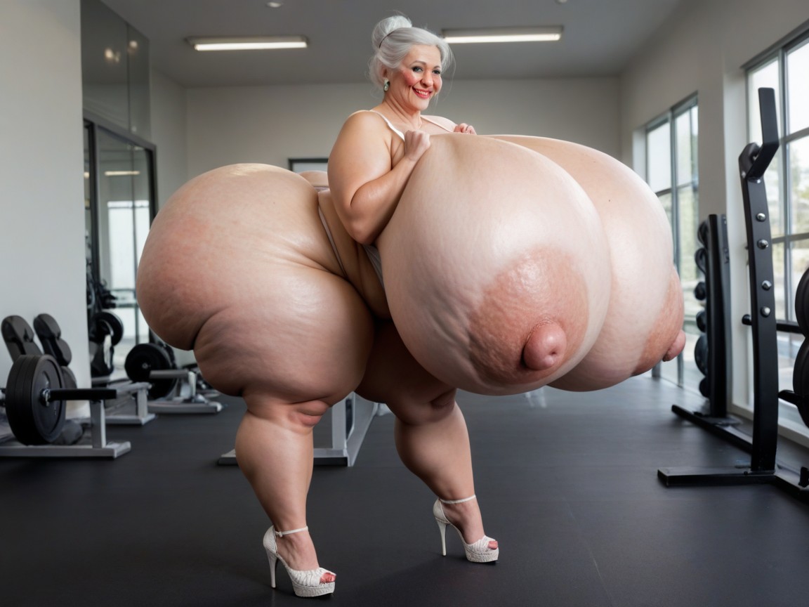 High Heel Shoes, Gym, Side View BBW AI Porn