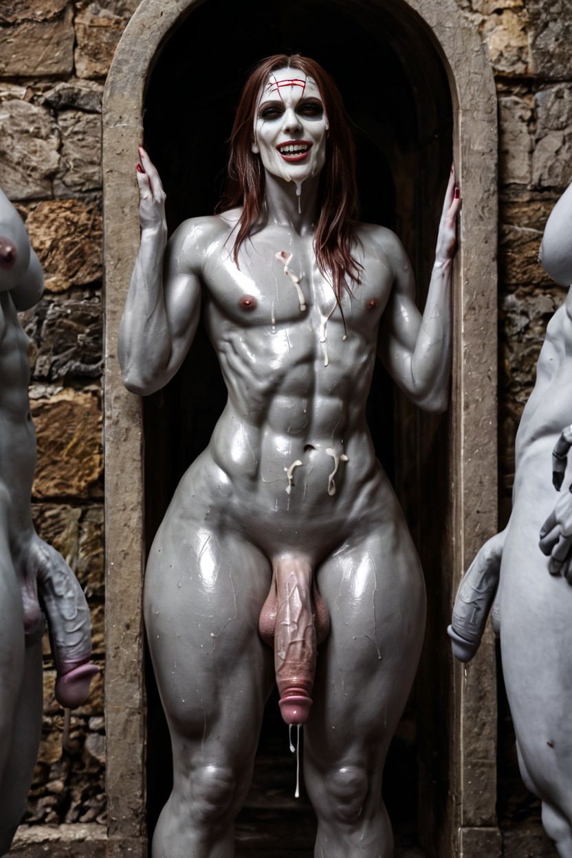 Grinning Woman, Futanari, Skeleton Forearm AI Porn