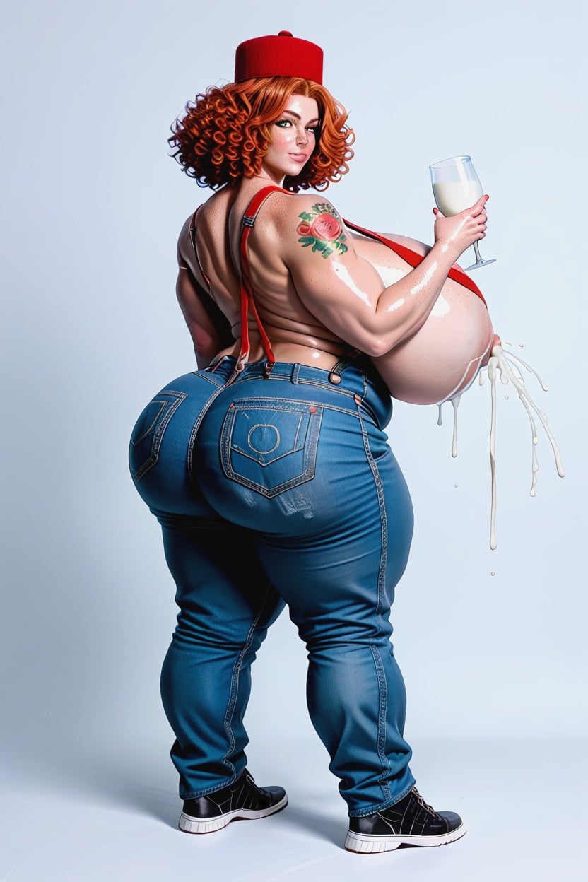 Wearing Milkman Overalls, Auburn Hair, Ginger AI Gay Porn