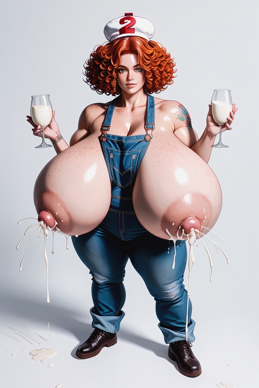 Curly Hair, Auburn Hair, Full Body AI Gay Porn