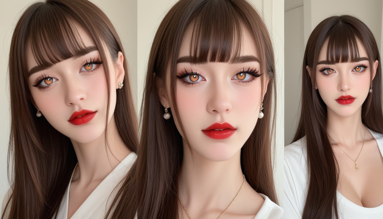 Feline Eyes, Heavy Straight Bangs, Doggy Style Porno asiático IA