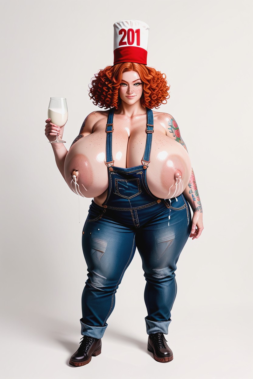 Front View, No Shirt, Wearing Milkman Overalls AI Gay Porn