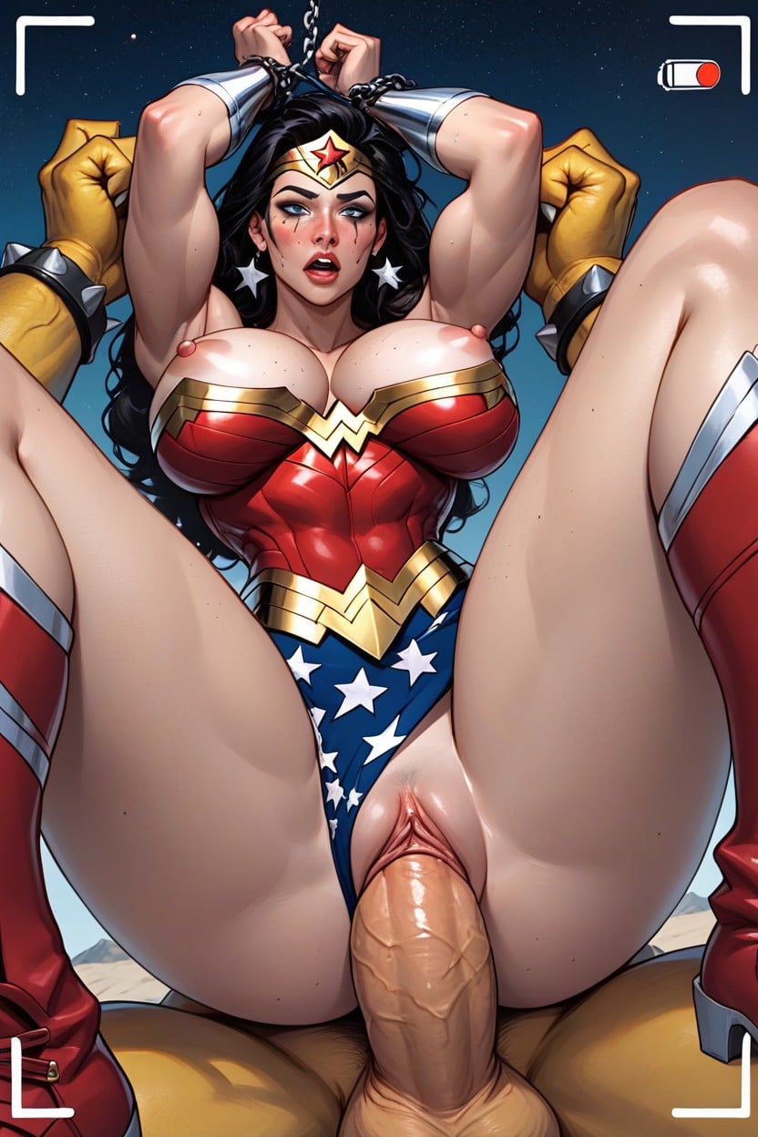 Wearing Her Classic Costume, Panties With Stars, She Sucks His Cock AI Porn