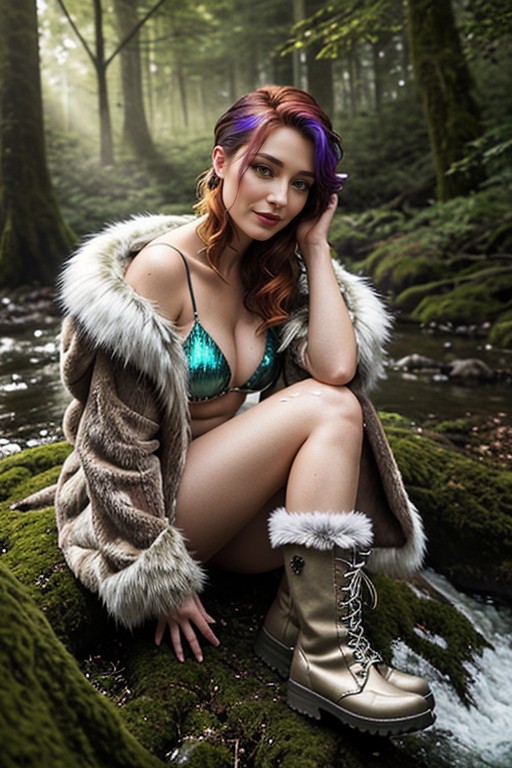 18+, A Pauses, Multi Colored Hair AI Porn