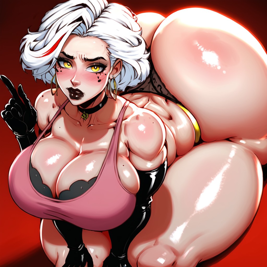 Most Detailed Hair, 18+, White Hair With Red Highlights Hentai AI Porn