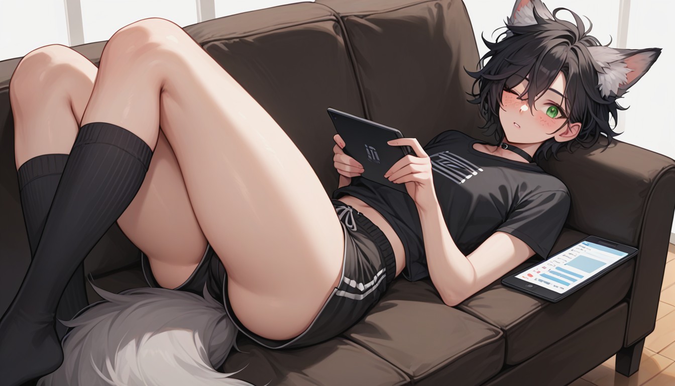 Messy Hair, 18+, Grey Fox Furry AI Porn