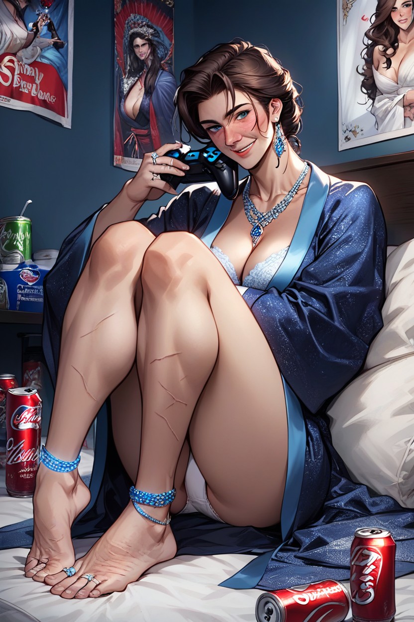 Dark Blue Walls, Cozy Feel, Toe Ring AI Porn