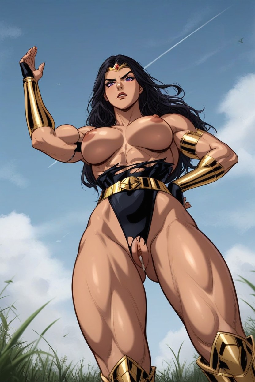 Exposed Pussy, Topless, Grass Hentai IA